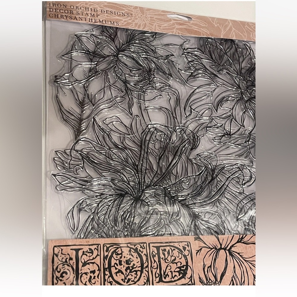 Iron Orchid Designs Chrysanthemums Decor Stamps New with Tags RETIRED - Picture 3 of 6